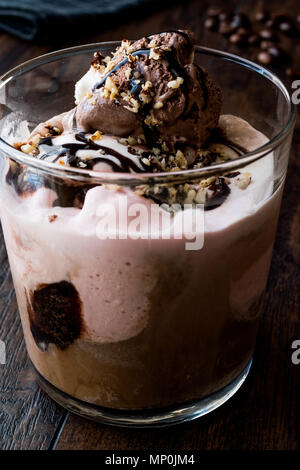 Affogato coffee and ice cream in glass. Beverage Dessert. Stock Photo