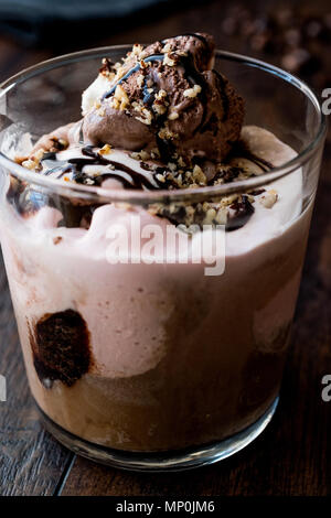 Affogato coffee and ice cream in glass. Beverage Dessert. Stock Photo