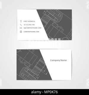 Engineering business card. Engineering drawings. vector illustration Stock Vector