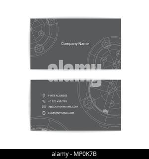 Engineering business card. Engineering drawings. vector illustration Stock Vector