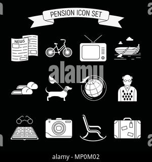 pension icons set Stock Vector