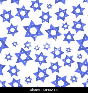 Blue Mosaic Stars of David Seamless Pattern Stock Vector