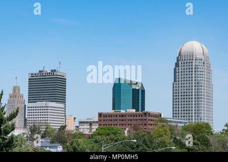 WINSTON-SALEM, NC - APRIL 18, 2018: Winston-Salem, North Carolina City Skyline Stock Photo