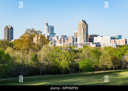 RALEIGH, NC - APRIL 17, 2018: Raleigh, North Carolina Skyline from Dorothea Dix Park Stock Photo