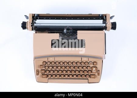 Old Vintage Typewriter isolated on a white background Stock Photo