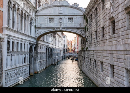 Bridge of Sighs in Venice Italy, named for the sighs of prisoners that could be heard as they were led from the Doge's  Palace to prison