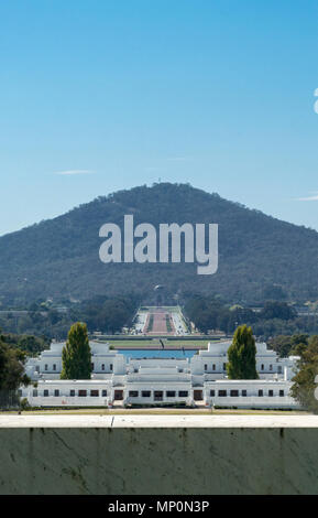 View of Old Parliament House, Anzac War Memorial and Mount Ainslie from the front of the new Parliament House, Canberra, ACT, Australia. Stock Photo