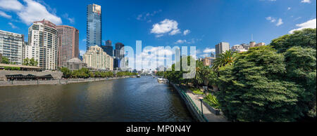 Panorama of the River Yarra and buildings on the Southbank, Melbourne, Australia Stock Photo