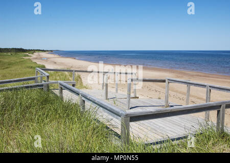 Empty beach deck during a summer day. Stock Photo