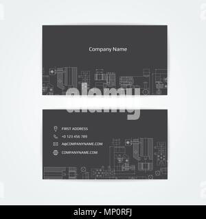 Engineering business card. Engineering drawings. vector illustration. Stock Vector