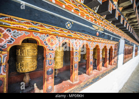 Prayer Wheels in Bhutan Stock Photo