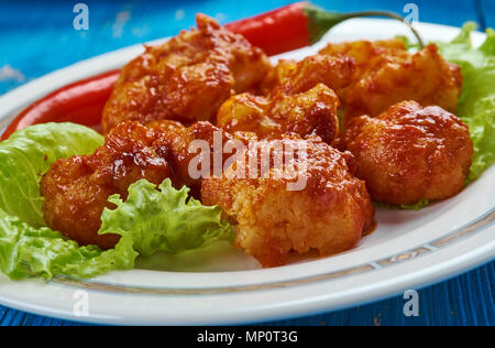 Korean Fried Cauliflower, tempura-fried vegetable. Stock Photo