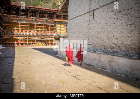 Monks in Paro Dzong Bhutan Stock Photo