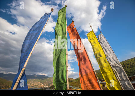 Prayer Flags in Bhutan Stock Photo
