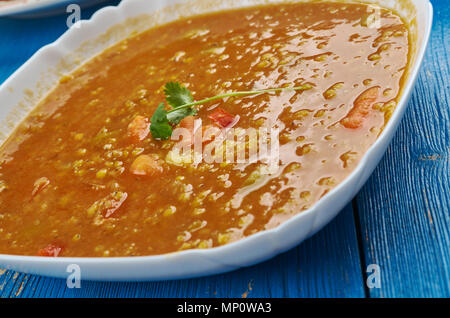 Persian Lentil Soup, Dried limes, or black limes, provide a complex flavor to many Iranian dishes Stock Photo