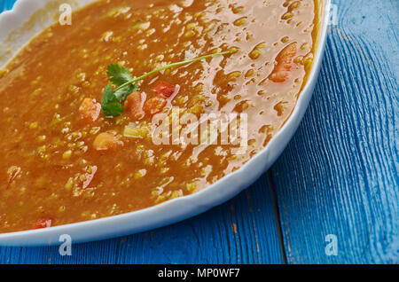 Persian Lentil Soup, Dried limes, or black limes, provide a complex flavor to many Iranian dishes Stock Photo