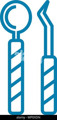 Dental instruments linear icon concept. Dental instruments line vector sign, symbol, illustration. Stock Vector