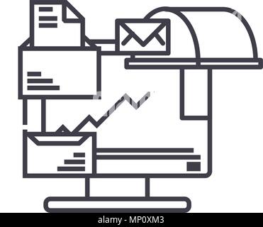 Document management linear icon concept. Document management line vector sign, symbol, illustration. Stock Vector