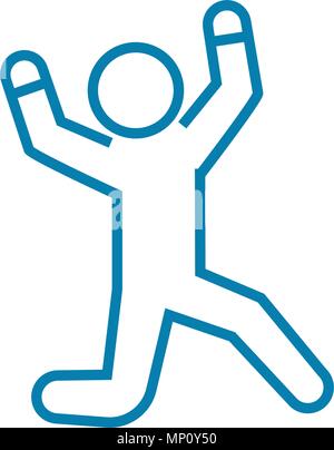 Experiencing joy linear icon concept. Experiencing joy line vector sign, symbol, illustration. Stock Vector