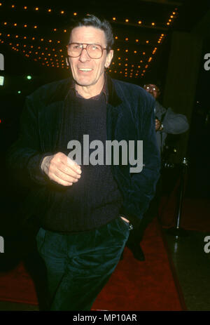 CENTURY CITY, CA - JANUARY 15: Actor Leonard Nimoy attend 'The Grifters' Centuy City Premiere on January 15, 1991 at Cineplex Odeon Century City Cinemas in Century City, California. Photo by Barry King/Alamy Stock Photo Stock Photo