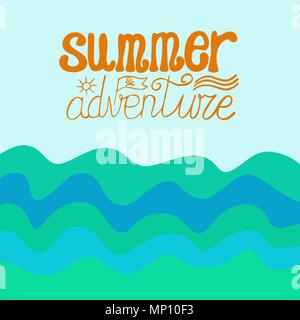 vector hand written summer lettering - summer adventure Stock Vector