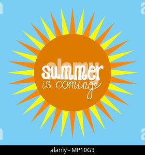 vector hand written summer lettering - summer is coming Stock Vector