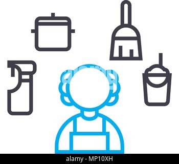 Household linear icon concept. Household line vector sign, symbol, illustration. Stock Vector