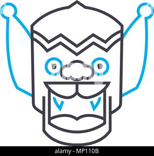 Indian mask linear icon concept. Indian mask line vector sign, symbol, illustration. Stock Vector