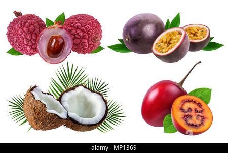 Collection of exotic fruits isolated on a white background Stock Photo