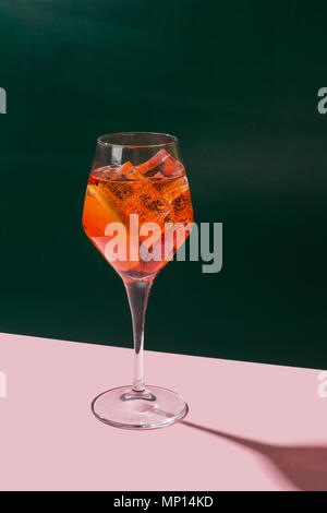 Spritz veneziano, IBA cocktail in a calix on a table, pop graphic style Stock Photo