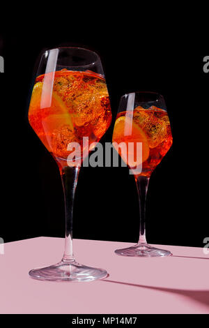 Spritz veneziano, IBA cocktail in a calix on a table, pop graphic style Stock Photo