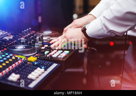 DJ playing music Stock Photo