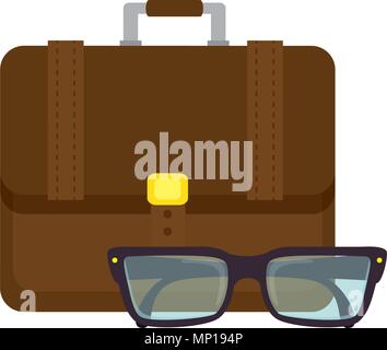portfolio briefcase with glasses Stock Vector
