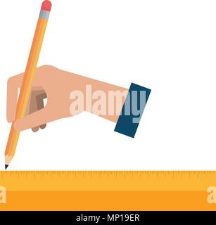 hand drawing with geometric rule school Stock Vector