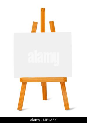 Small easel and canvas on white background Stock Photo