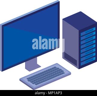 desktop computer isometric icon Stock Vector