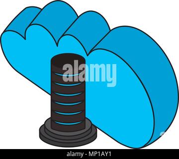 cloud computing data server browsing isometric Stock Vector