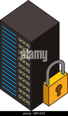 data server center cyber security isometric design Stock Vector