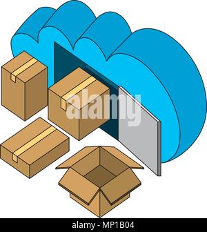 cloud computing packages storage Stock Vector
