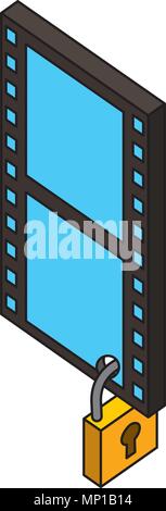 movie film strip security isometric design Stock Vector