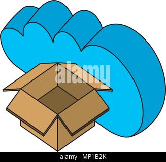 cloud computing cardboard box storage Stock Vector