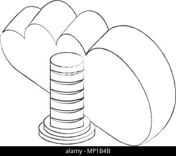 cloud computing data server browsing isometric Stock Vector