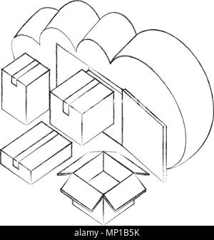 cloud computing packages storage Stock Vector