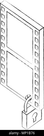 movie film strip security isometric design Stock Vector