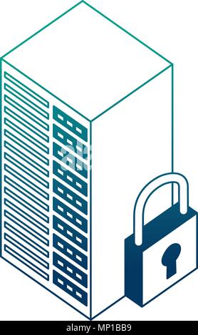 database server center cyber security isometric design Stock Vector