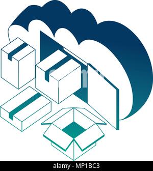cloud computing packages storage Stock Vector