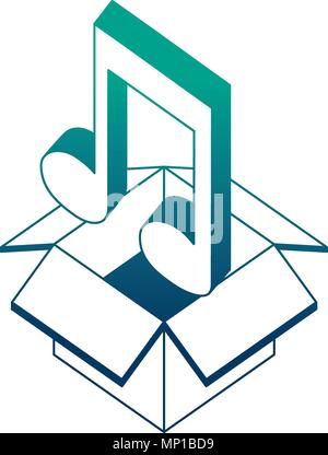cardboard box music note sound isometric design Stock Vector