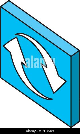 reload arrows button web isometric Stock Vector