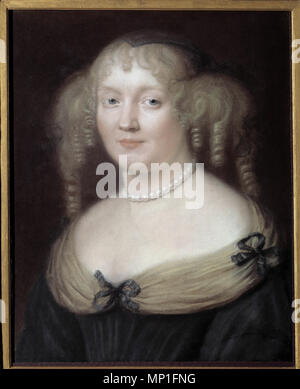 Portrait de Marie de Rabutin-Chantal (Rabutin Chantal), Marquise de Sevigne dite Madame de Sevigne (1626-1696), femme de lettres. Chateau de Bussy Rabutin. Peinture de Nanteuil Robert (1623-1678). Musee Carnavalet. bra02603 917 Nanteuil - Portrait of Marie de Rabutin-Chantal Stock Photo