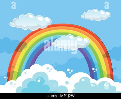 A Beautiful Rainbow Over the Sky illustration Stock Vector